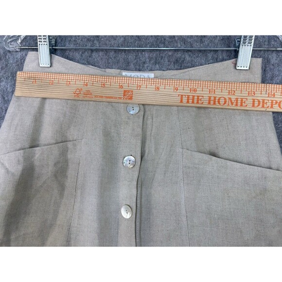Vintage Moda International Size 8 Beige Khaki Maxi Button Up Skirt 100% Linen - Picture 5 of 7